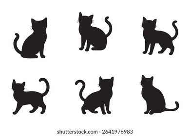 Set of cats Silhouettes on a white background.