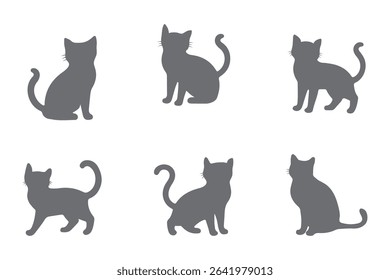 Set of cats Silhouettes on a white background.