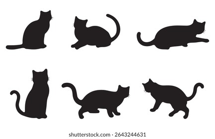 Set of cats Silhouettes on a white background.