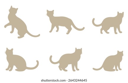 Set of cats Silhouettes on a white background.
