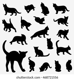 Set of cats Silhouettes on a white background.