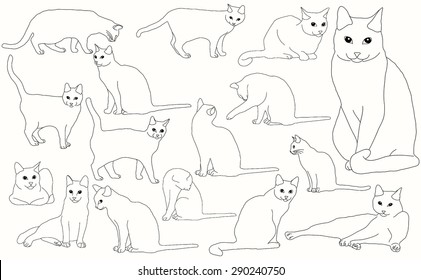 Set cats vector