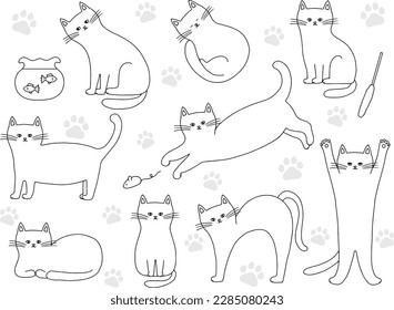 Set of cats, vector illustration