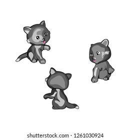 Set of cats. Vector illustration on white background