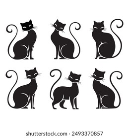 Un conjunto de gatos Vector ilustración de silueta 