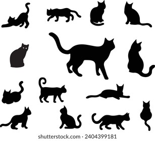 set of cats-set of cats silhouettes-silhouettes of cats-silhouette, cat, vector, animal, pet, dog, illustration, black, animals, kitten, set, icon, 