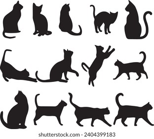 set of cats-set of cats silhouettes-silhouettes of cats-silhouette, cat, vector, animal, pet, dog, illustration, black, animals, kitten, set, icon, 