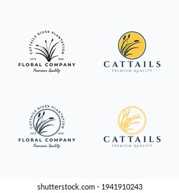 Set of cattails logo vector illustration design