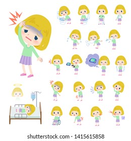 A set of Caucasian girl with injury and illness.There are actions that express dependence and death.It's vector art so it's easy to edit.
