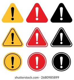 Conjunto de señales de precaución, peligro y advertencia. Ilustración vectorial