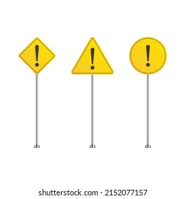 Set of caution icons in flat style. Caution signs different forms isolated on white background. Exclamation marks icon. Collection of Warning attention sign. Vector illustration EPS 10. 