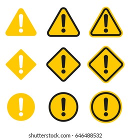 Set of caution icons. Caution sign. Vector