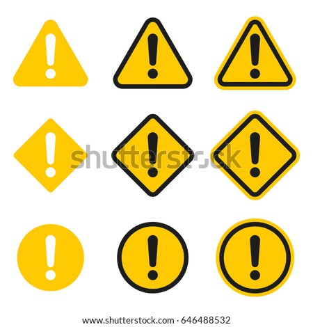 Set of caution icons. Caution sign. Vector