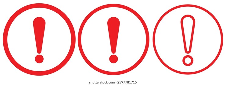 Set of caution icons. Caution symbols set with exclamation mark. Caution sign. Danger warning icon set. Danger sign vector icon. Attention caution illustration. 