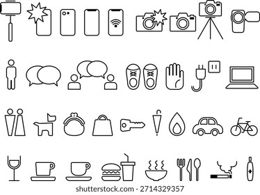 Set of caution icons for use in facilities and restaurants