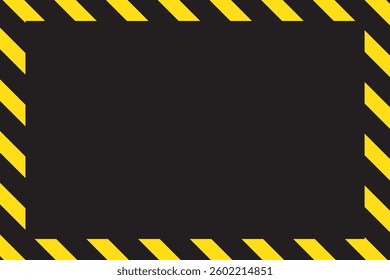 Set of caution tapes with black and yellow diagonal slashes or chevron print. Warning borders in construction work zone or crime scene. Danger, attention or forbidden signs. Vector flat illustration. 