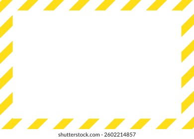 Set of caution tapes with black and yellow diagonal slashes or chevron print. Warning borders in construction work zone or crime scene. Danger, attention or forbidden signs. Vector flat illustration. 