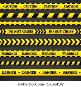 Set of caution tapes. Vector illustration.