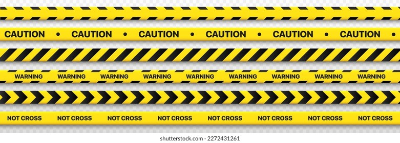 Set of caution, warning, not cross forbidden tape