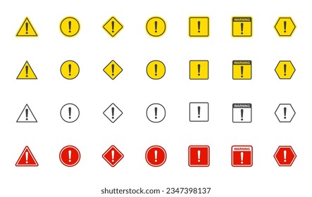 Set von Vorsicht Warnzeichen-Symbol. Bearbeitbarer Vektorhub. Warnzeichen auf weißem Hintergrund