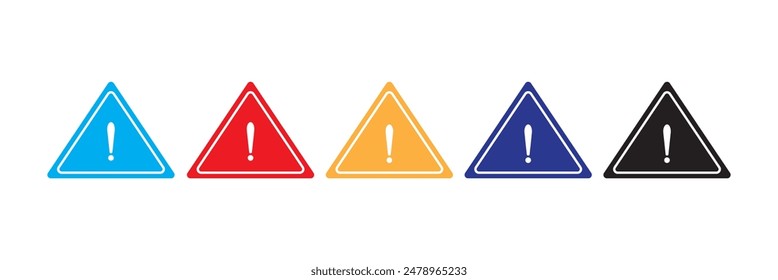 Set of caution warning signs. Warning symbols with exclamation mark, fatal error message, danger icons, attention sign. Vector.