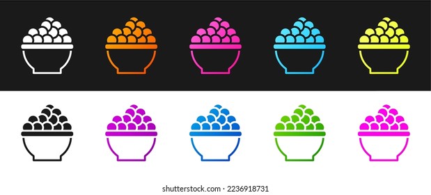 Set Caviar icon isolated on black and white background.  Vector
