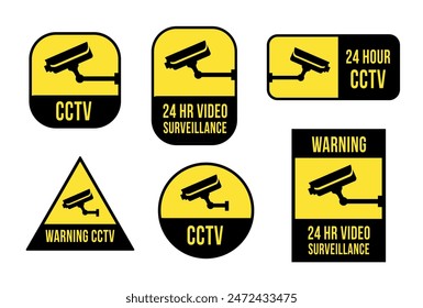 Set with cctv camera signs isolaed on white background. Vector stock