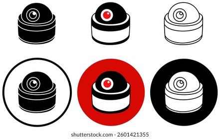 set CCTV home security. Indoor camera protect logo design vector illustration