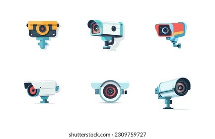 Conjunto de iconos de cctv en un diseño vectorial simple de estilo plano