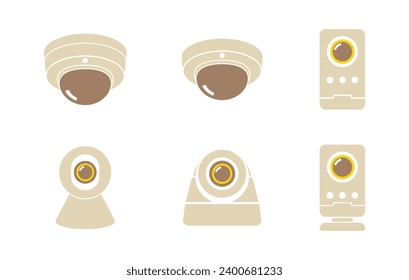Juego de iconos de cámaras de seguridad CCTV, IP Camera y Home. Ilustración vectorial.