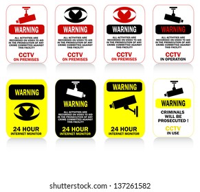 Set CCTV Warning Stickers
