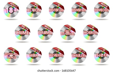 Set of cd icon for many objective