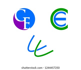 Set Of CE Letter Logo Design Template Vector