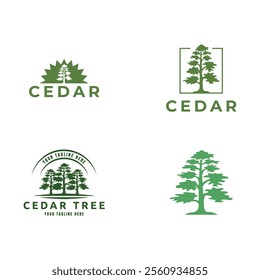 Set of Cedar pine tree icon nature organic environment icon symbol illustration.