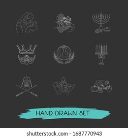Set of celebrate icons line style symbols with mothers day, earth day, hanukkah and other icons for your web mobile app logo design.