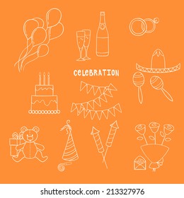 set of celebration contour icons
