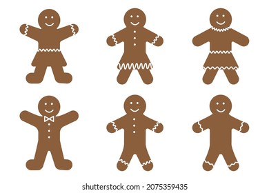 A set of celebration cookies. Christmas gingerbread. Cartoon design. Winter time. Vector illustration. Stock image. 
