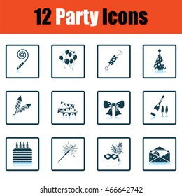 Set of celebration icons. Shadow reflection design. Vector illustration.