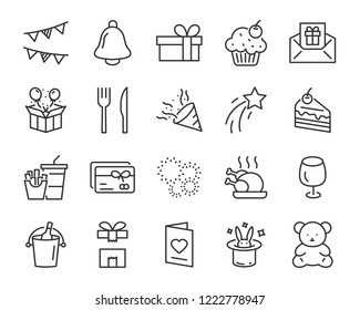 set of celebration icons, such as gift, christmas, party, champagne, event, birthday