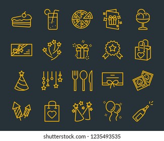 set of celebration icons, such as gift, christmas, party, champagne, event, birthday