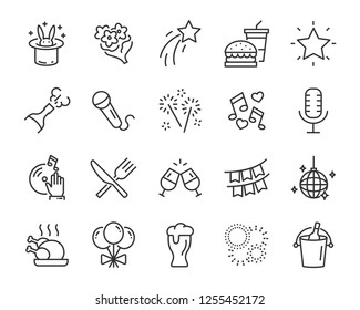 set of celebration icons, such as gift, christmas, party, champagne, event, birthday