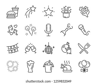 set of celebration icons, such as gift, christmas, party, champagne, event, birthday