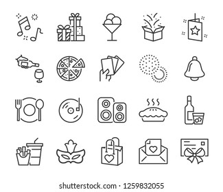 set of celebration icons, such as gift, christmas, party, champagne, event, birthday