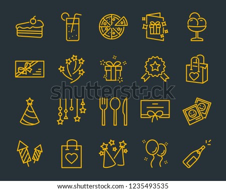 set of celebration icons, such as gift, christmas, party, champagne, event, birthday