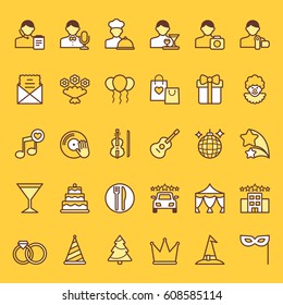 Set of celebration and party icons. Vector illustration