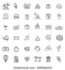 set of celebration party line thin icon with simple concept use for web or print, editable stroke