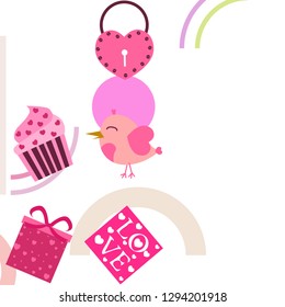 A set of celebratory elements for St. Valentine's Day. flat vector illustration isolated on white background