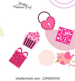 A set of celebratory elements for St. Valentine's Day. flat vector illustration isolated on white background