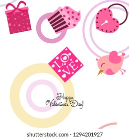 A set of celebratory elements for St. Valentine's Day. flat vector illustration isolated on white background