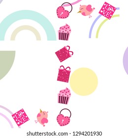 A set of celebratory elements for St. Valentine's Day. flat vector illustration isolated on white background